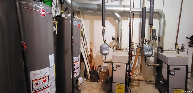 607 Ashford St, Brooklyn, NY 11207 - utility room featuring gas water heater and a heating unit