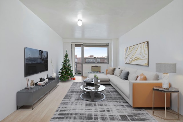 living room with hardwood / wood-style flooring