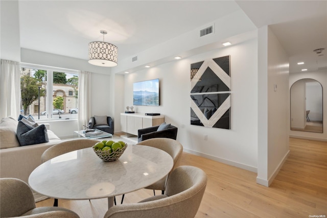 dining area featuring light hardwood / wood-style flooring