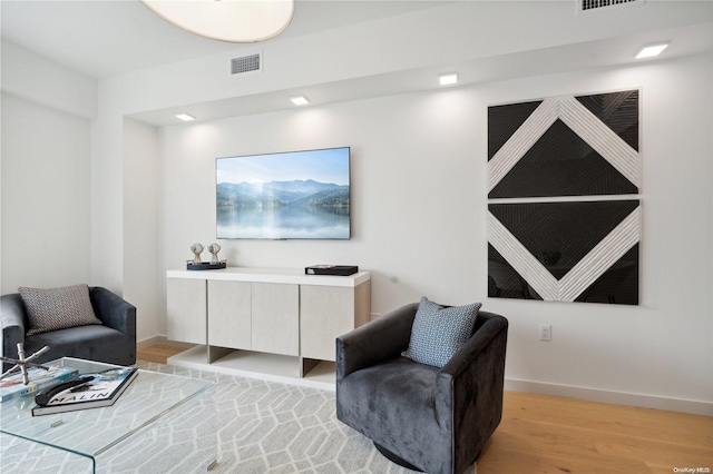 living area with light wood-type flooring