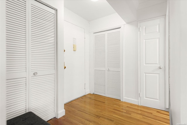 hall featuring light hardwood / wood-style flooring