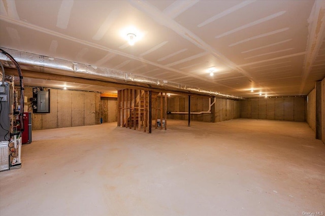 basement with electric panel