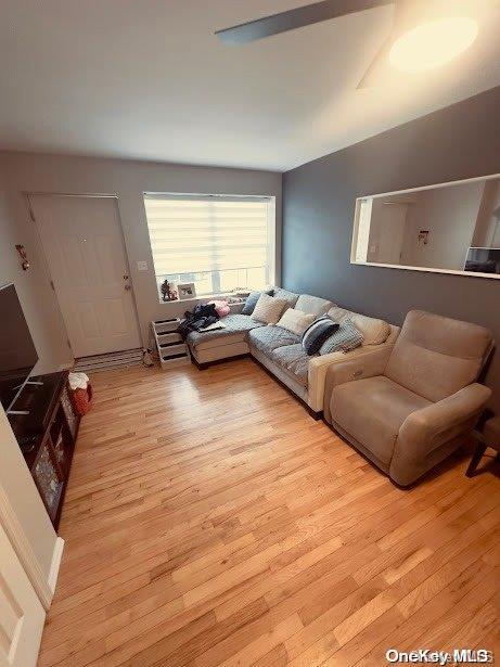 living room with light hardwood / wood-style flooring