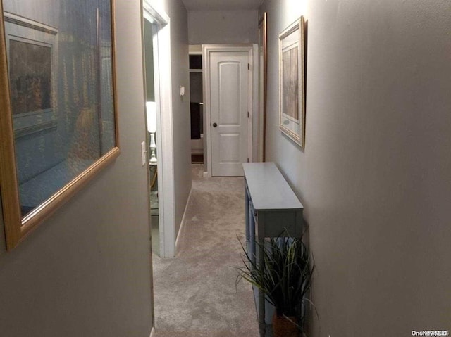 hallway with light carpet