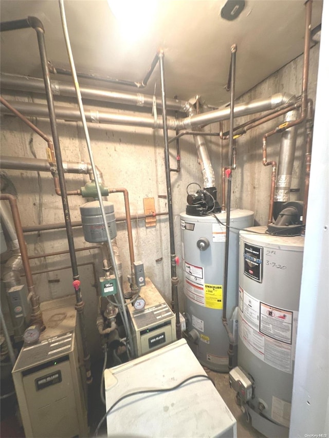 utility room with gas water heater