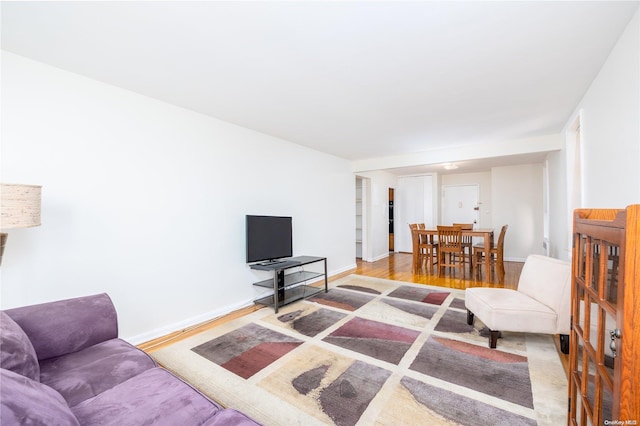 living room with hardwood / wood-style floors