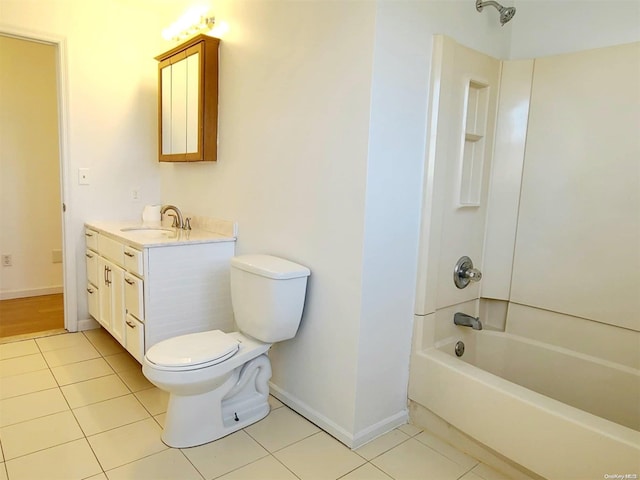 full bathroom with tile patterned floors, vanity, toilet, and shower / washtub combination