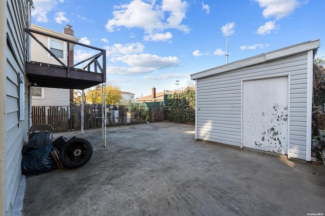 exterior space with a storage unit