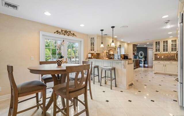 view of tiled dining area