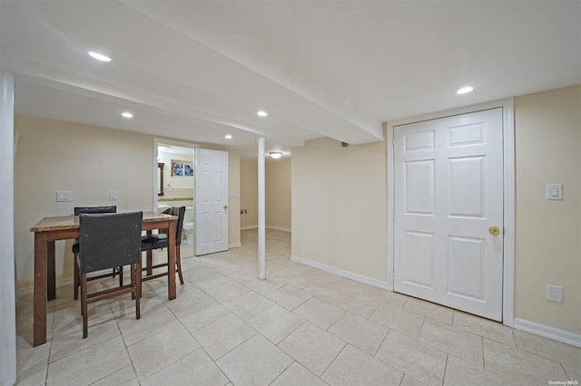 dining area with light tile patterned floors