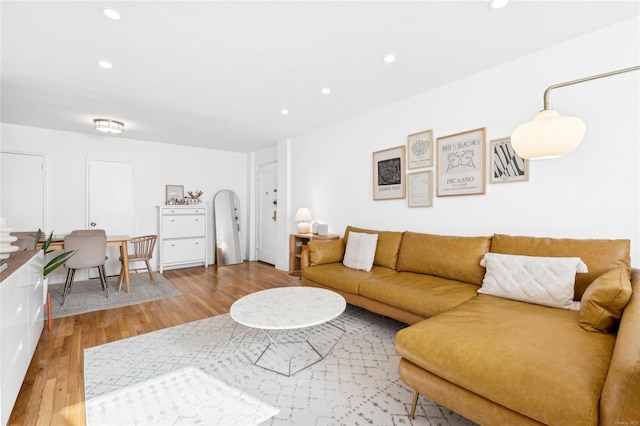 living room with hardwood / wood-style flooring