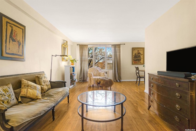 living room featuring light hardwood / wood-style floors