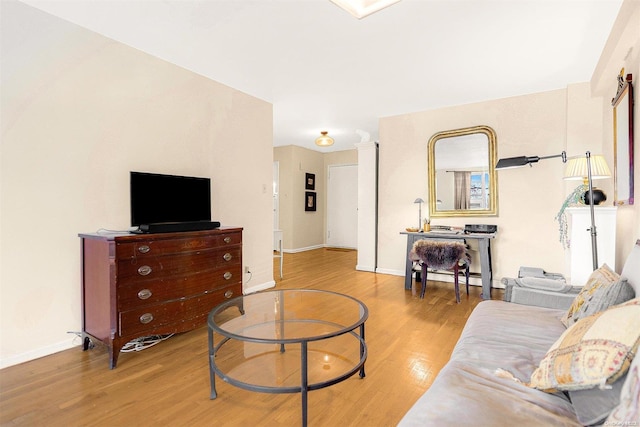 living room featuring light wood-type flooring