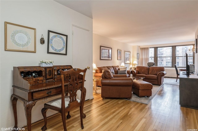 living room featuring light hardwood / wood-style flooring