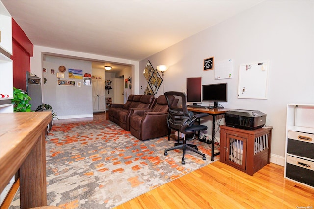 home office featuring wood-type flooring