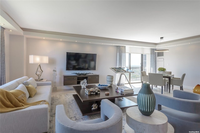 living room featuring light hardwood / wood-style flooring