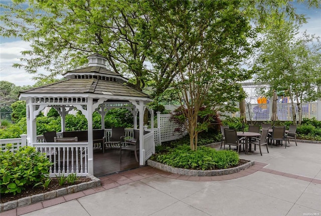 view of home's community featuring a gazebo and a patio area