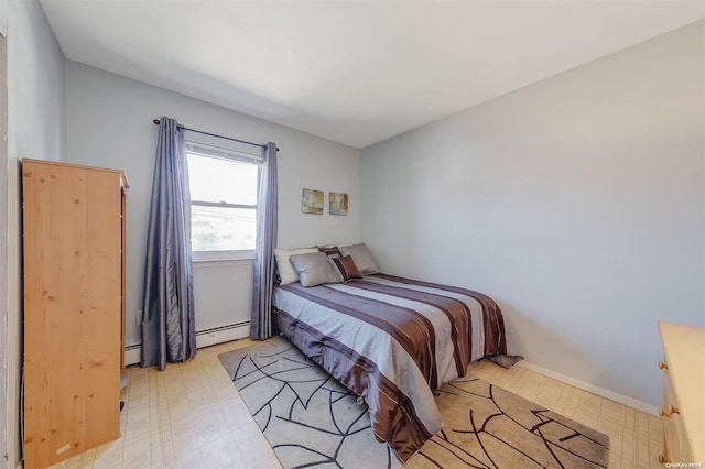 bedroom with a baseboard radiator