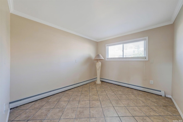 tiled spare room with ornamental molding