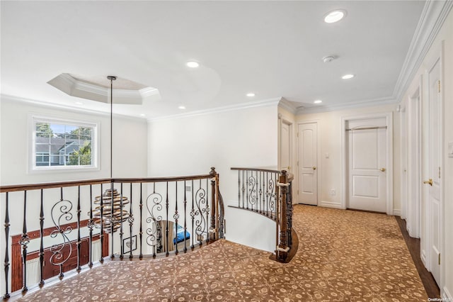 hallway featuring crown molding