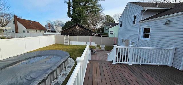 deck with a yard