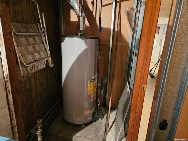 utility room with gas water heater