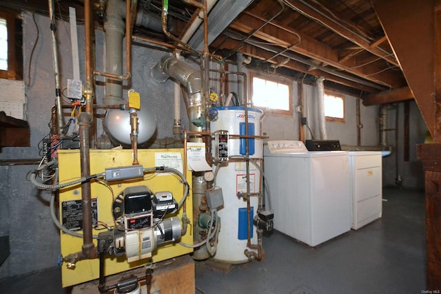 60 Tanglewood Dr, Smithtown, NY 11787 - utilities with water heater, washing machine and dryer, and a heating unit