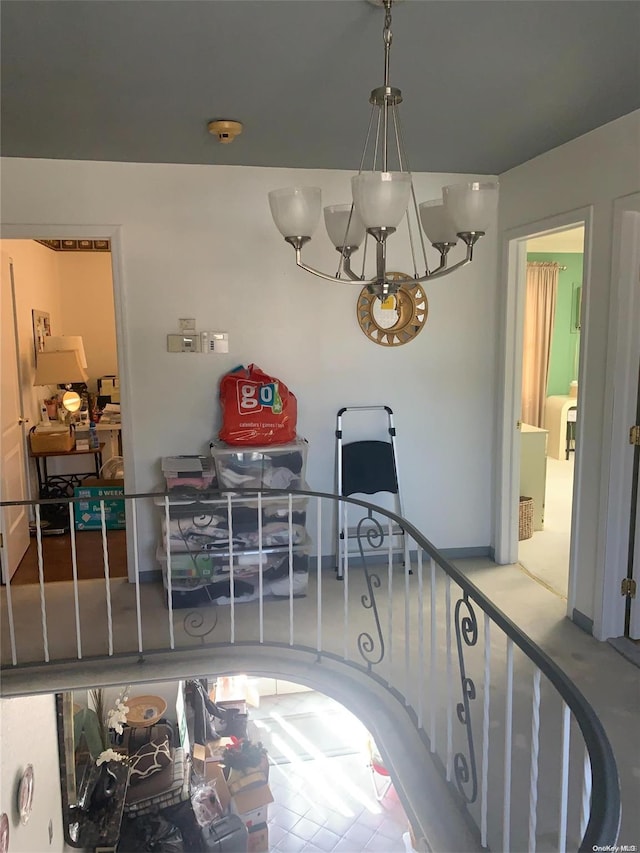 interior space featuring an inviting chandelier