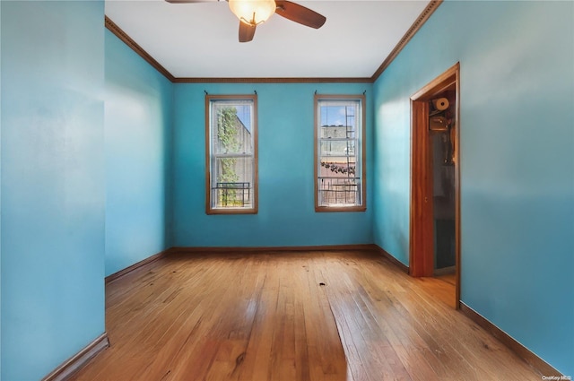 103 Cooper St, Brooklyn, NY 11207 - unfurnished room with ceiling fan, hardwood / wood-style flooring, ornamental molding, and baseboards
