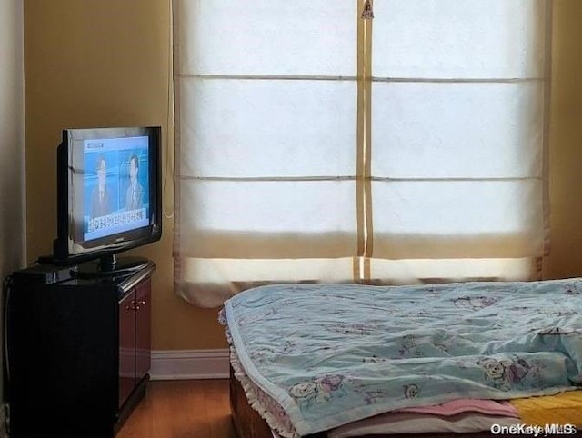 bedroom with hardwood / wood-style floors