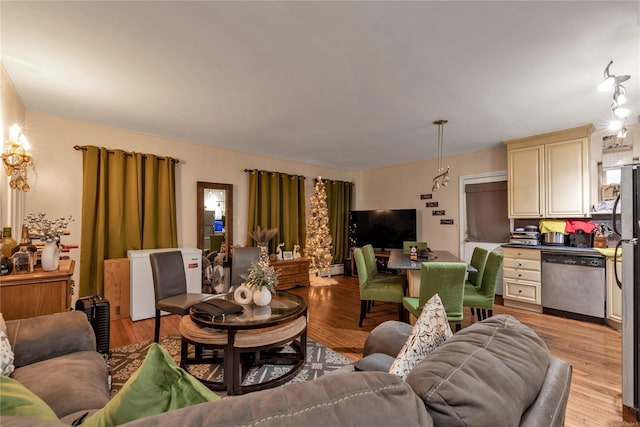 living room featuring light hardwood / wood-style floors