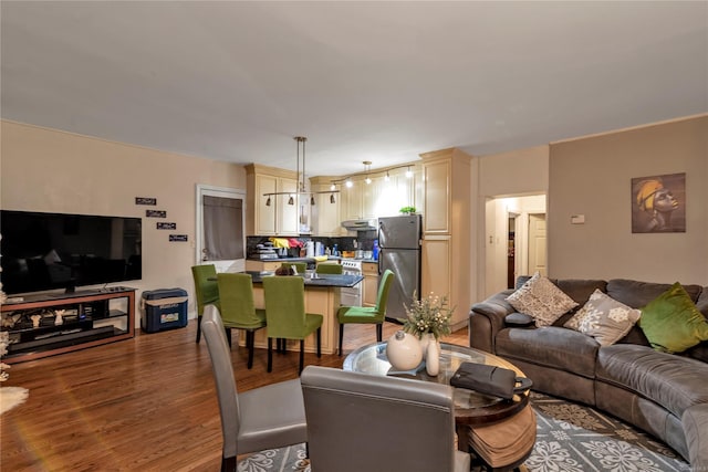 living room with hardwood / wood-style flooring