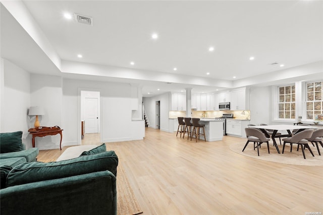 living room featuring light hardwood / wood-style flooring