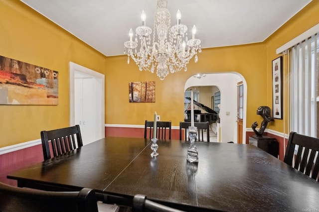 dining room with an inviting chandelier