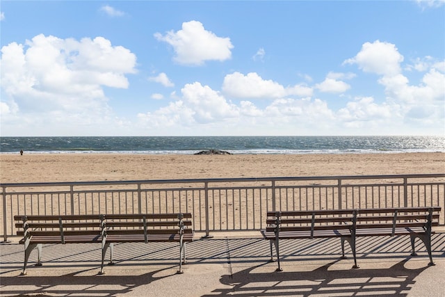 exterior space with a beach view