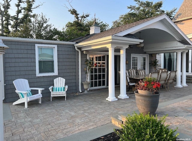 view of patio featuring french doors