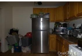 kitchen with stainless steel refrigerator