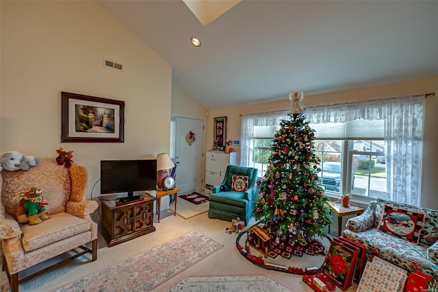 811 Spring Lake Dr Unit 811, Middle Island, NY 11953 - carpeted living room featuring recessed lighting and high vaulted ceiling