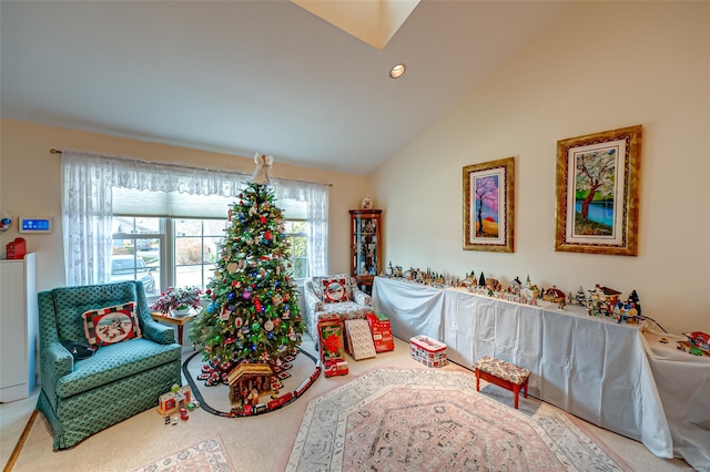 811 Spring Lake Dr Unit 811, Middle Island, NY 11953 - living area featuring lofted ceiling and recessed lighting