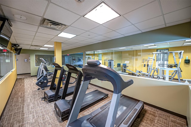 811 Spring Lake Dr Unit 811, Middle Island, NY 11953 - gym with a paneled ceiling and carpet flooring