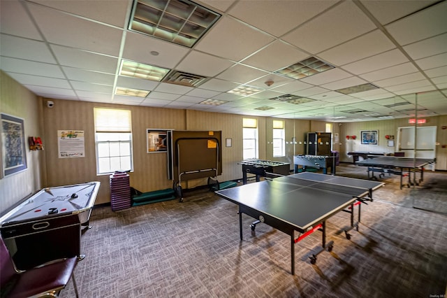 811 Spring Lake Dr Unit 811, Middle Island, NY 11953 - game room featuring plenty of natural light, carpet flooring, and a drop ceiling