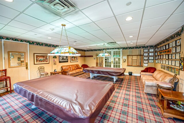 811 Spring Lake Dr Unit 811, Middle Island, NY 11953 - rec room featuring billiards table, carpet floors, recessed lighting, and a drop ceiling