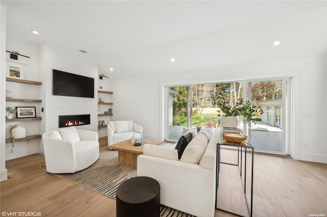 living room featuring light hardwood / wood-style floors and plenty of natural light