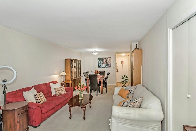 living room with light carpet