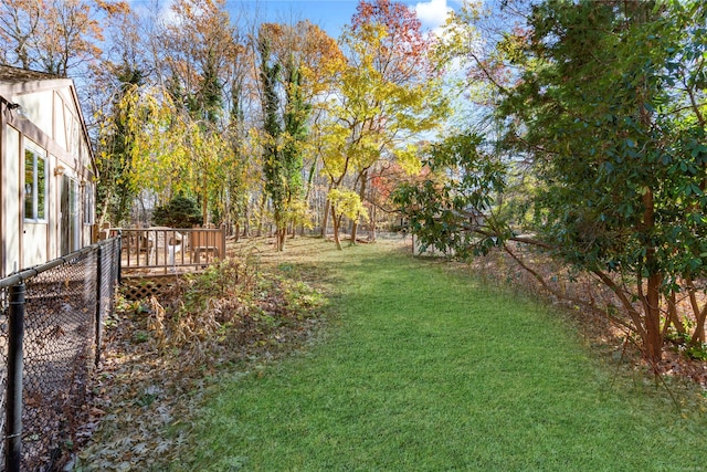 view of yard with a deck