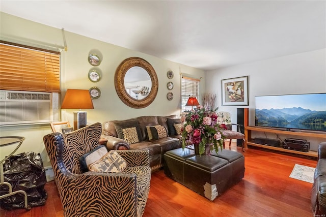 living room with hardwood / wood-style floors