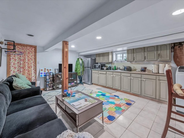 view of tiled living room