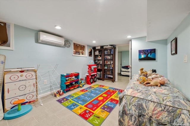 bedroom featuring a wall unit AC