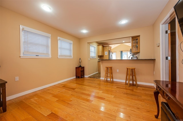 living room with light wood-type flooring