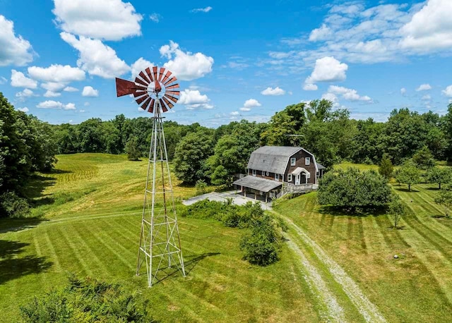 aerial view featuring a rural view